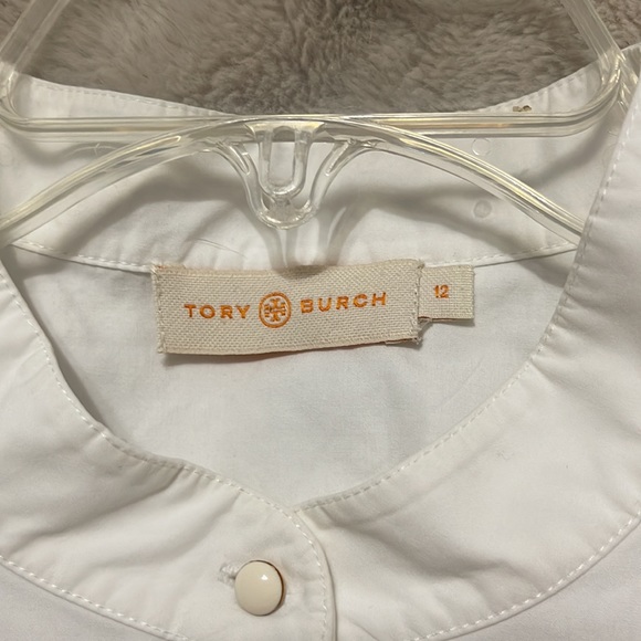 TORY BURCH WOMEN'S ALLISON POPLIN WHITE BUTTON DOWN TOP - Picture 10 of 15